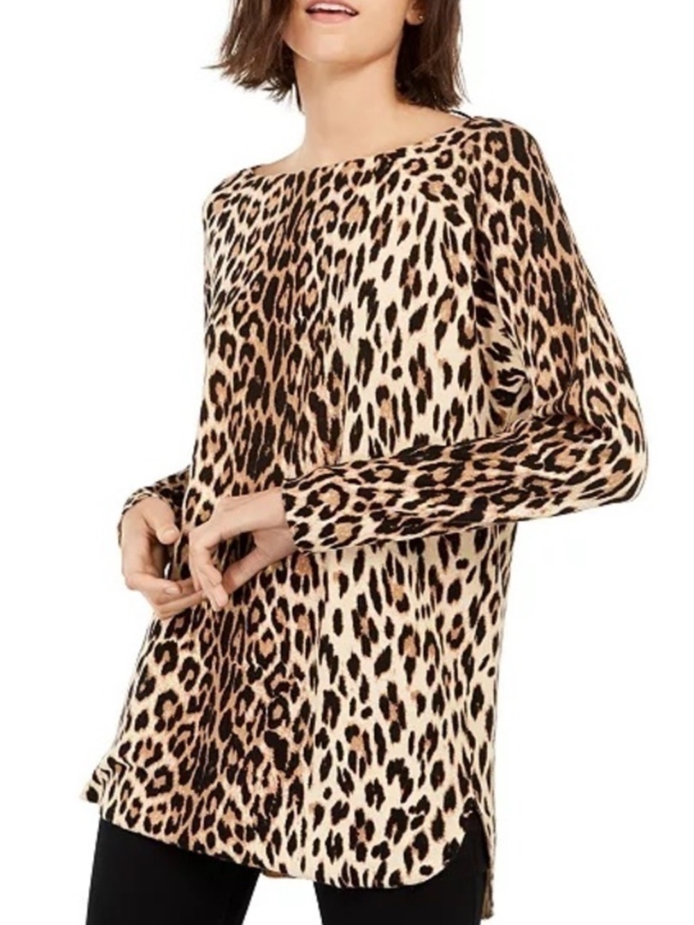 INC Leopard Print Long-Sleeve Blouse